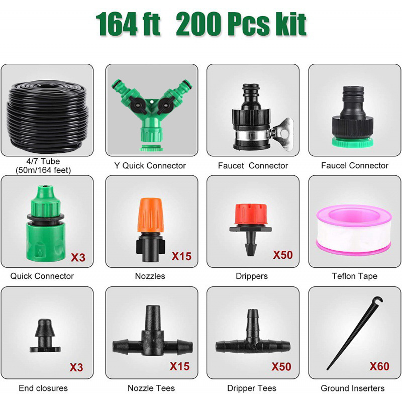 Cross-border hot sale garden drip irrigation set 164FT/50M micro automatic spray nozzle sprinkler system