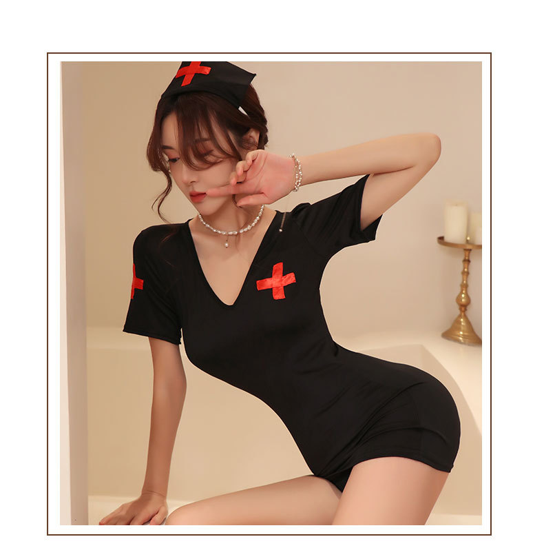 Lange Nacht Sexy Unterwäsche Weibliche Rollenspiele Sexy Rock Weibliche Krankenschwester Uniform Versuchung Anzug Außenhandel 1406_voghion.com