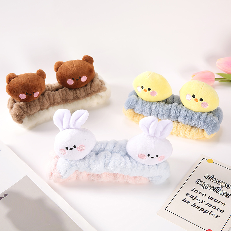 Original design multicolored bear cartoon hairband internet celebrity face washing makeup animal hairband rabbit chicken hairband female 