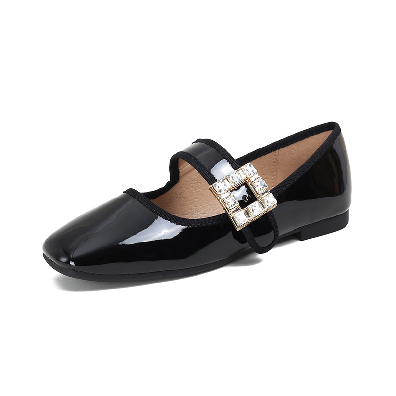 Grape mom Studiolee autumn and winter New Square head rhinestone square buckle with flat bottom Mary Jane shoes for women