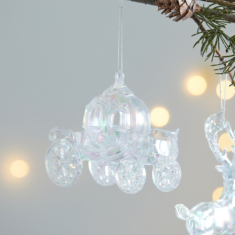Christmas decorations Christmas tree ornaments acrylic transparent colorful snowflake shaped bell crown pendant