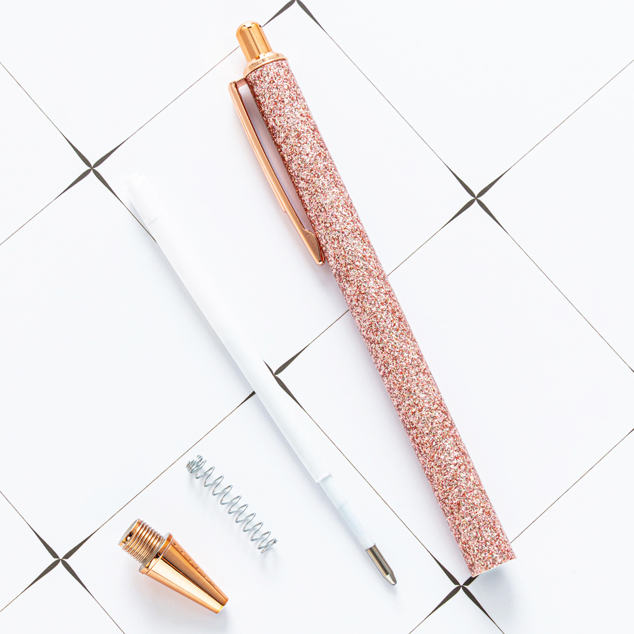 Push pen spot wholesale PU wrapping rainbow color creative gift Metal Ballpoint Pen printable gold powder press pen