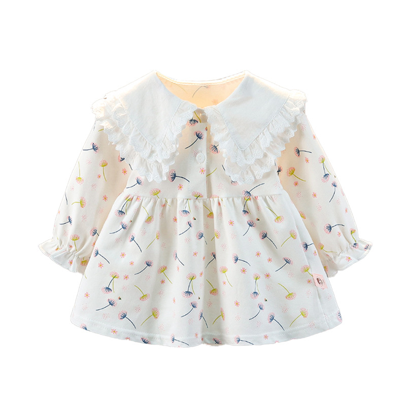 Girls' autumn floral skirt western style autumn clothes baby girls' Korean style dress baby autumn clothes