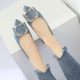 Women's shoes. Single-layer shoes women's large size low heel square buckle 2023 spring summer autumn new Korean-style bean shoes women