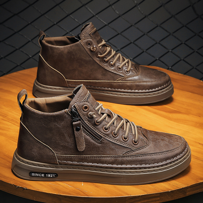 Men's Shoes 2023 New Winter Velvet Warm Men's Height Increasing Casual Leather Shoes Autumn Business Work British Trendy Shoes
