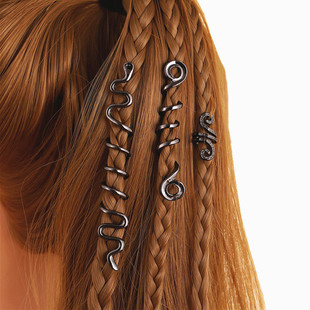 European and American personality exaggerated braided hair rope personality natural stone pendant hair ring folk wind head rope dirty braided retro ha_voghion.com