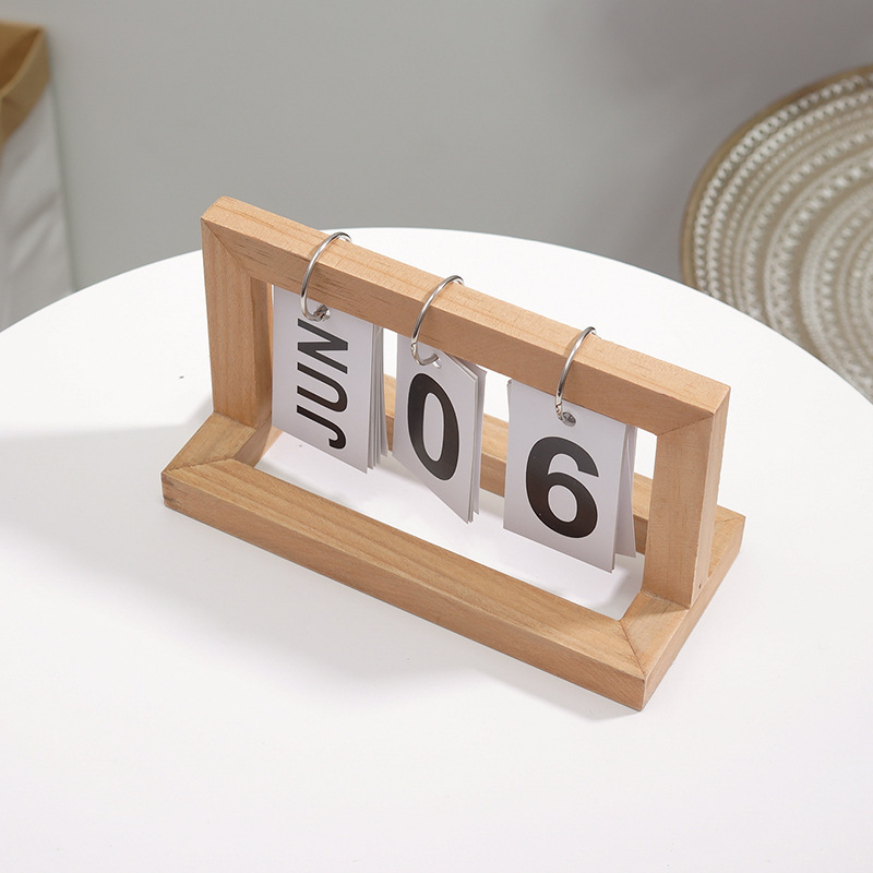 Nordic ins Creative Simple Modern Bedroom Wooden Calendar Desk Calendar Office Desktop Decorations Small Ornaments