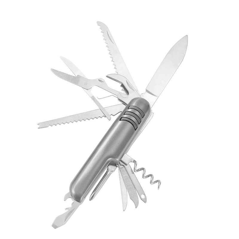 In stock factory wholesale outdoor tools practical multifunctional knife 11 functional army knife Swiss knife gift knife