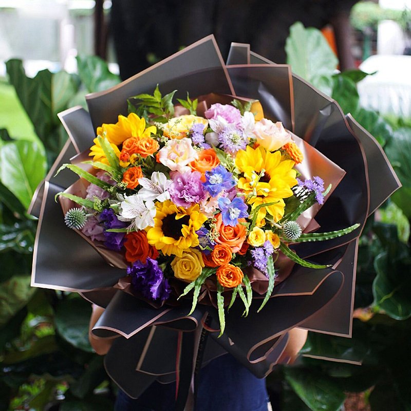Golden edge jelly film translucent matte paper waterproof flower wrapping paper flower shop floral bouquet rose bag flower material