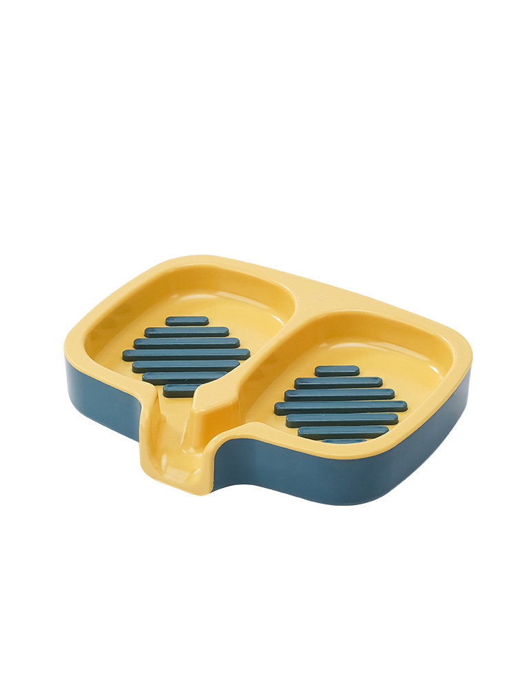 Draining double-layer soap box with spout bathroom laundry soap storage box bathroom wall-mounted draining soap storage rack