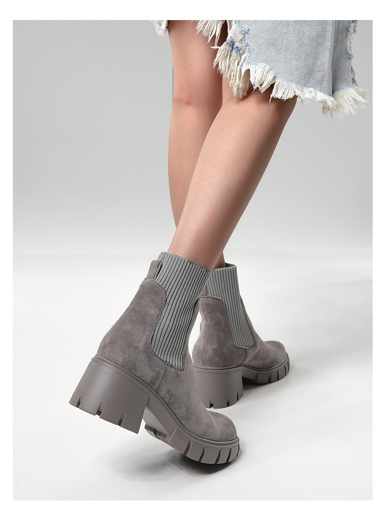 Jesenski in zimski novi nogavični škornji, tujetrni škornji, ženski škornji iz leta 2024 z debelo peto in debelim dnom, ženski gležnjarji velike velikosti za ženske_voghion.com