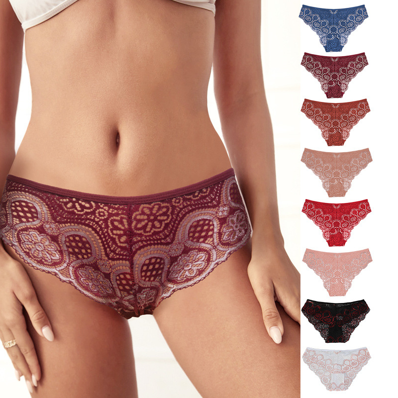 Cross-border European and American lace underwear wholesale foreign trade tummy control butt lift mid-waist women's underwear large size multi-size
