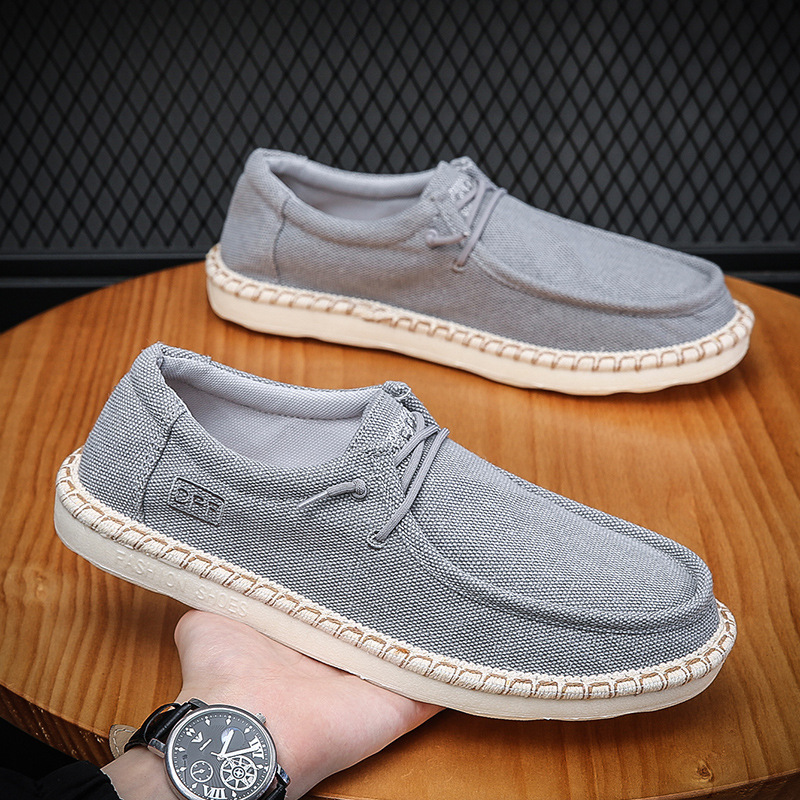 Men's Old Beijing Cloth Shoes Breathable Slip-on Foreign Trade Men's Shoes Spring and Summer 2023 New Retro Casual Canvas Shoes