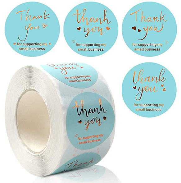 500/roll 3.8cm roll green gilding thank you buy commercial decorative adhesive sticker label card