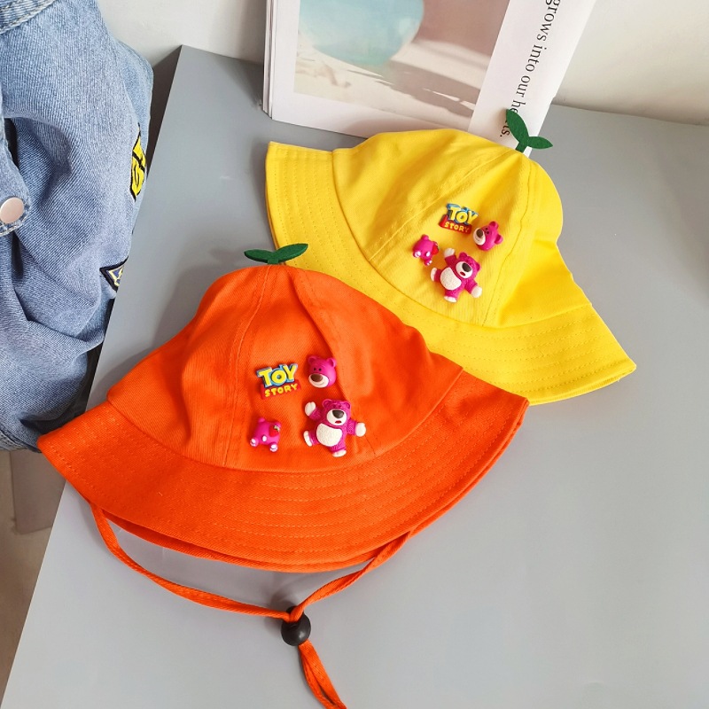Children's Sunscreen Sun Hat Summer Baby Fisherman Hat Strawberry Bear Hat Spring and Autumn Thin Basin Hat for Boys and Girls Summer
