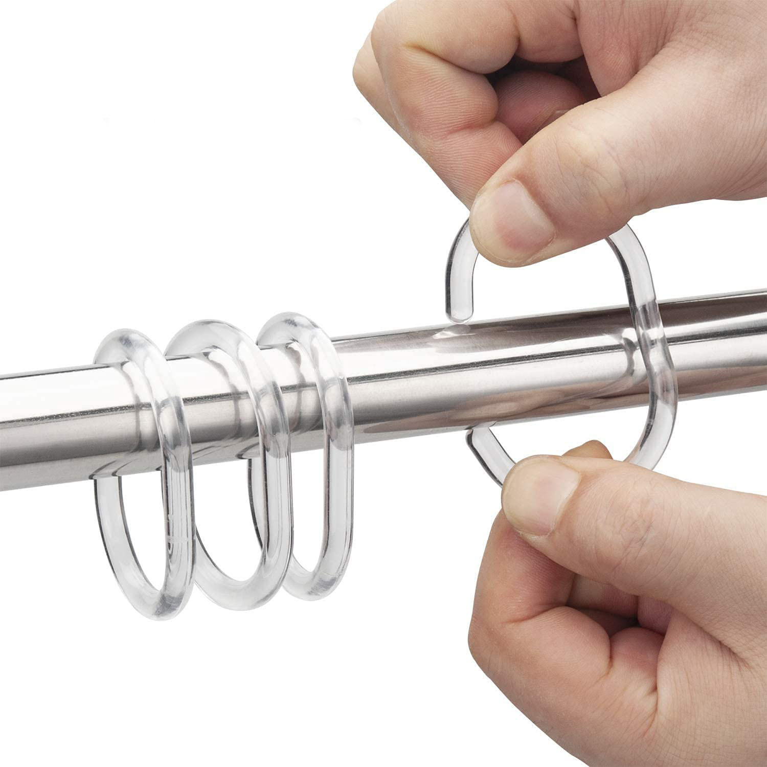 Transparent shower curtain hook C- shaped pure transparent C- shaped boxed hook shower curtain ring accessories 12 PCs/box
