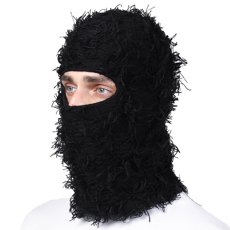 Cross-border New Knitted Face Mask Party Acrylic Funny Wool Velvet Balaclava Hat Halloween Warm Headgear