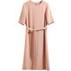 French style half-length dress 2023 Summer new design sense niche fashion light mature style solid color round neck midi dress