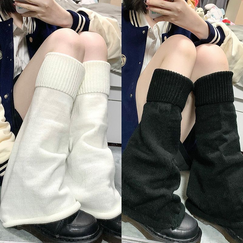 Solid Color Wide Leg Socks Socks Pure White JK Girls Winter Warm Lolita Cos Foot Cover
