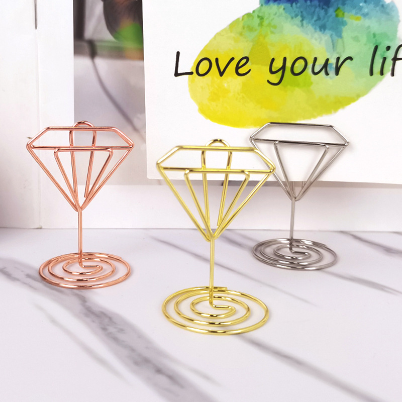 in stock creative diamond note holder desktop business card holder pendulum message holder diamond pattern mini postcard holder