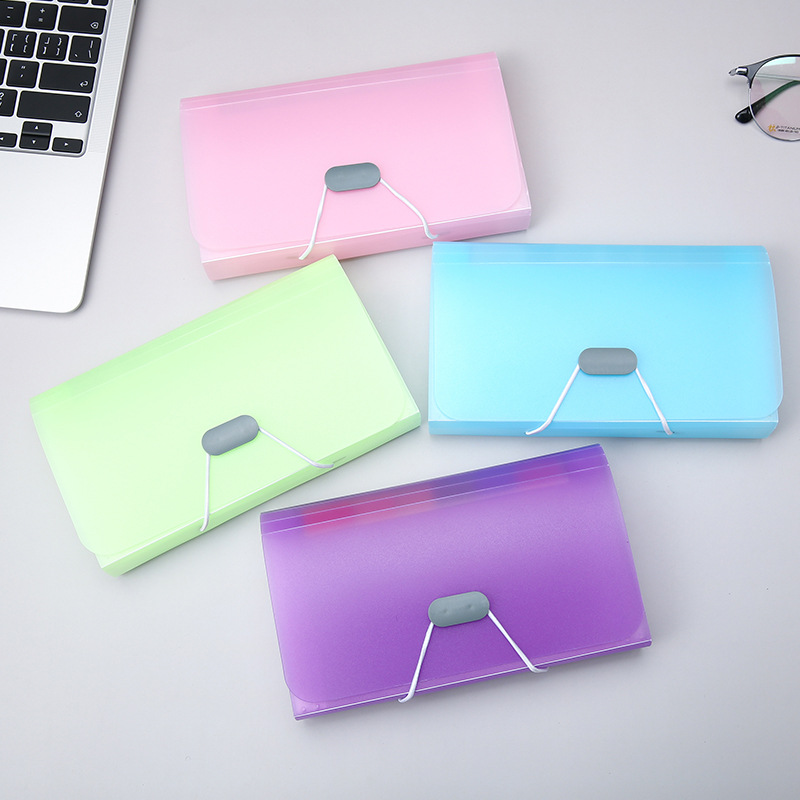 transparent-a6-mini-accordion-file-folder-office-supplies-receipt-storage-ticket-holder-candy-color-13-slots-document-folder