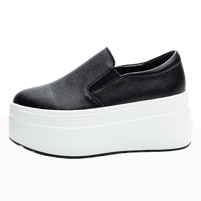 Slip-on White Shoes Women's 2023 Spring New Thick-soled Heightened Women's Shoes Casual All-match Platform Loafy Lazy