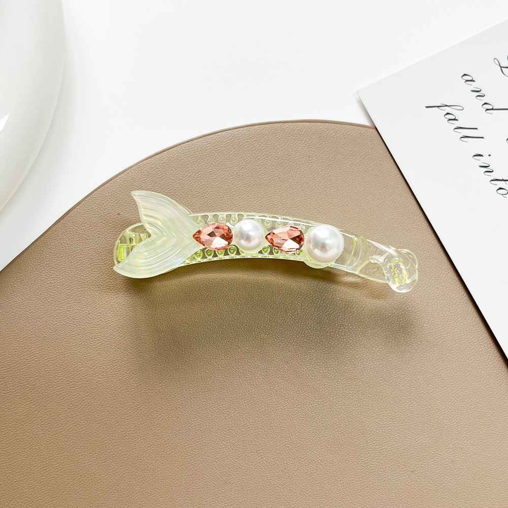 Corea del Sud piccola clip a banana clip a coda di pesce con perle clip verticale per capelli forcina per capelli di alta qualità clip a coda di cavallo con goccia d'acqua clip a torsione carina_voghion.com