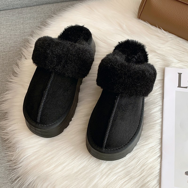Baotou Mao Mao slippers women's outer wear 2022 new fur one thick-soled household shoes non-slip flat cotton-padded shoes_voghion.com