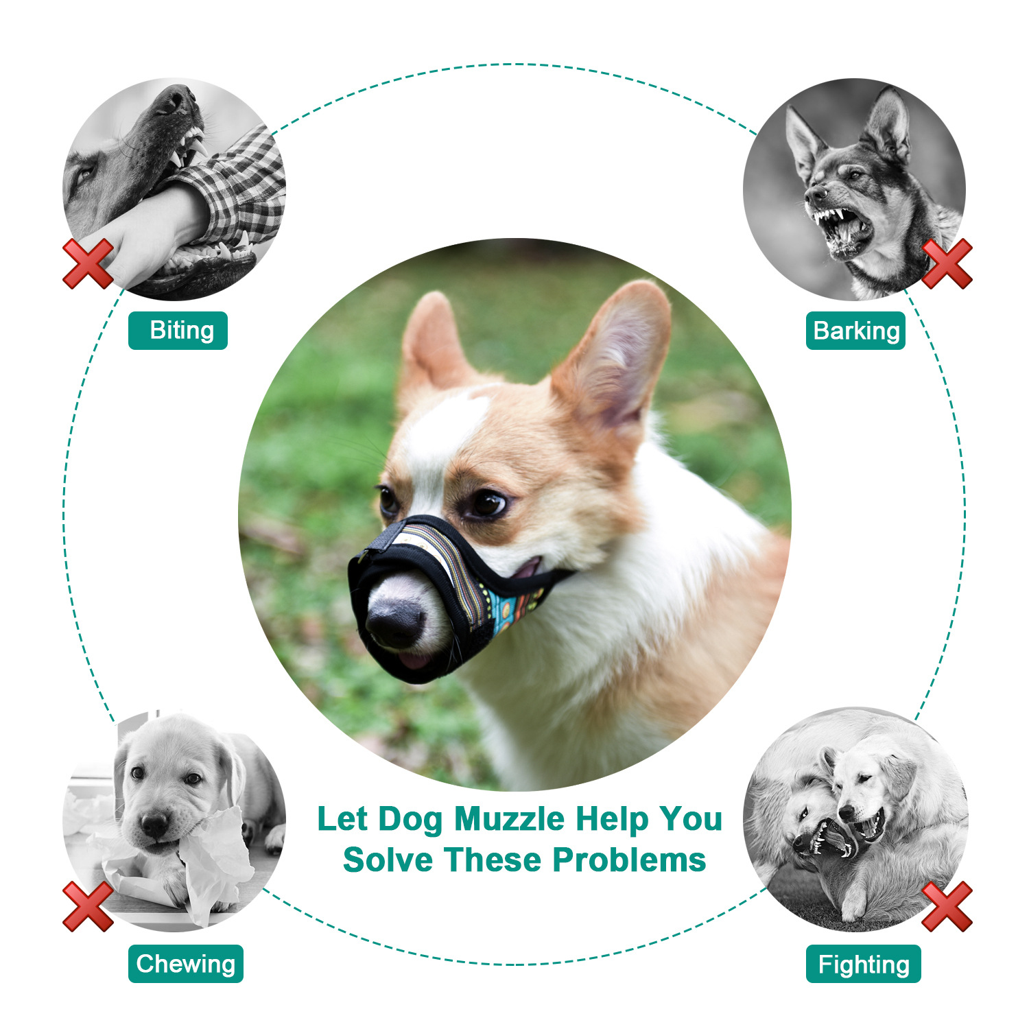 2022 cross-border new dog mouth long mouth dog anti-eating anti-bite dog mask small, medium and large dog mask spot