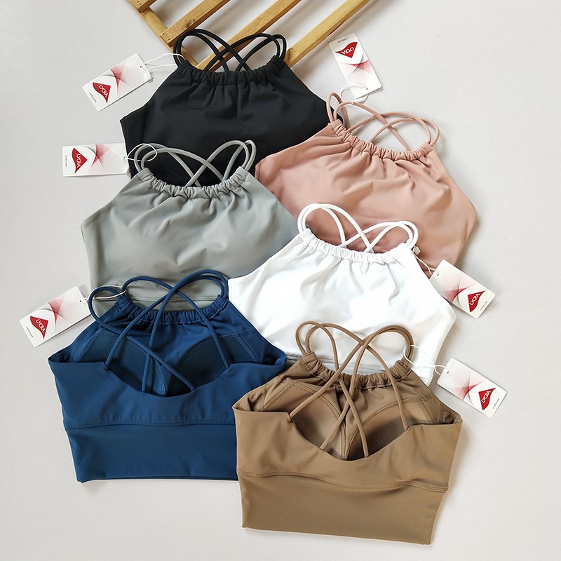Neck-hanging Yoga Suit Camisole All-in-one Cup Sports Bra Summer Shockproof Women's Fitness Top Professional Beautiful Back