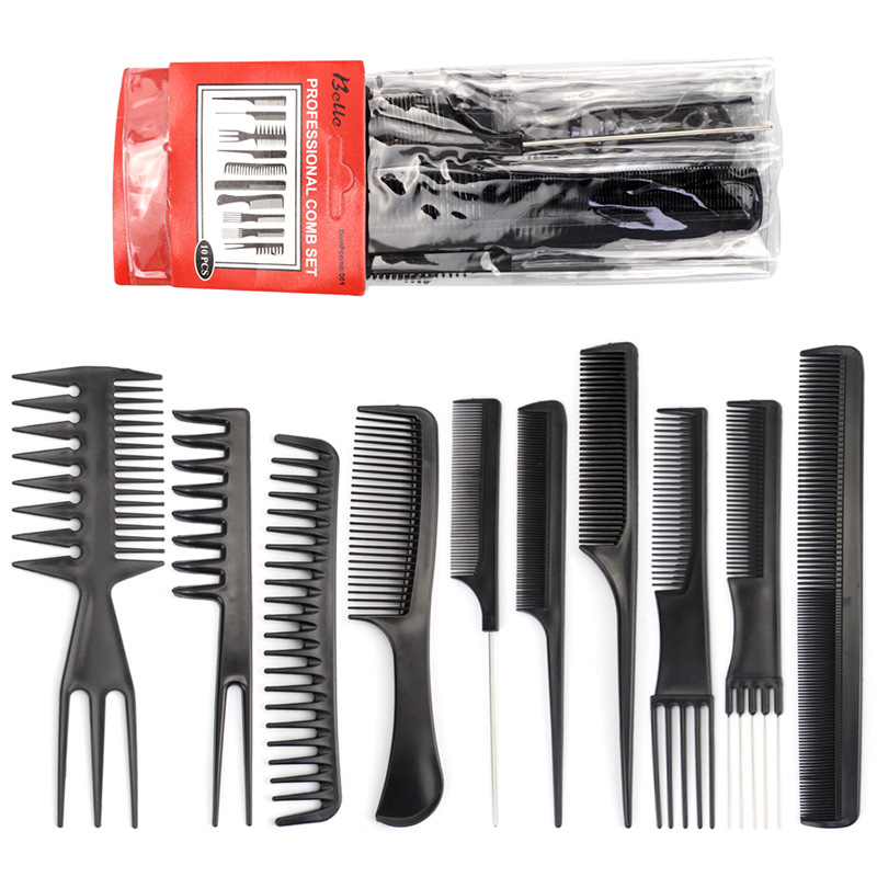 Cross-border hot sale 10-piece hair comb suit barber shop style comb makeup comb hair salon special factory direct batch