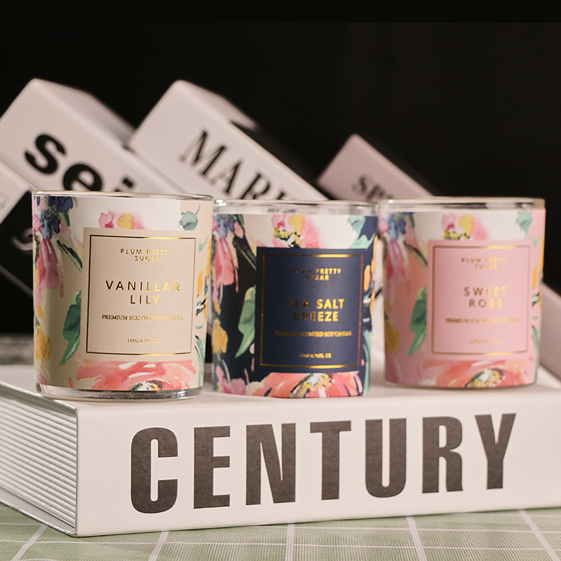 Home Bedroom Fragrance Cyber Celebrity Glass Aromatherapy Candle Ins Wind Plant Wax Smokeless Aromatherapy Candle Cup Wholesale