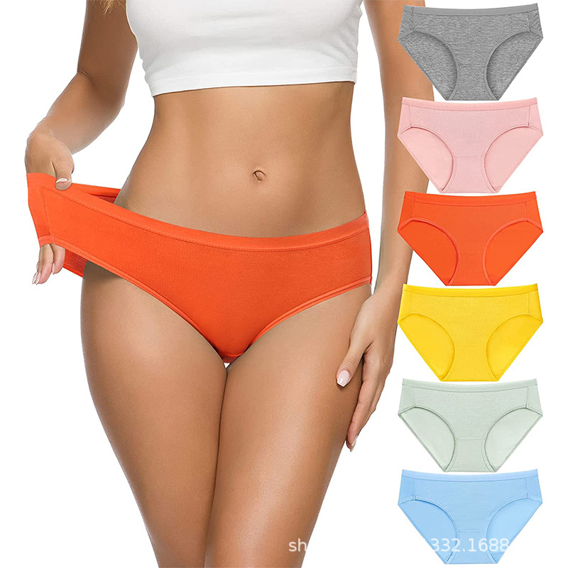 Underwear European and American plus size women's briefs cotton breathable skin-friendly all-inclusive hip mid-waist sexy bikini factory wholesale
