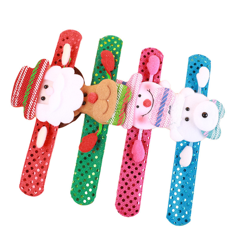 Creative Christmas Children's Gift Luminous Santa Claus Snowman Clap Ring Bracelet Christmas Gift Snap Ring