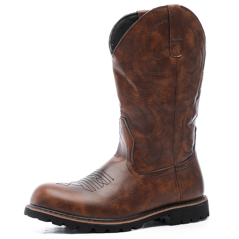 Ameikaji men's high-top overalls boots men's European and American style Western cowboy boots trendy motorcycle riding boots 6091
