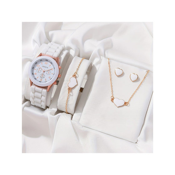 Foreign trade hot style 5pcs/set Steel Belt Women's Watch fake three eyes women's casual quartz watch + jewelry gift box