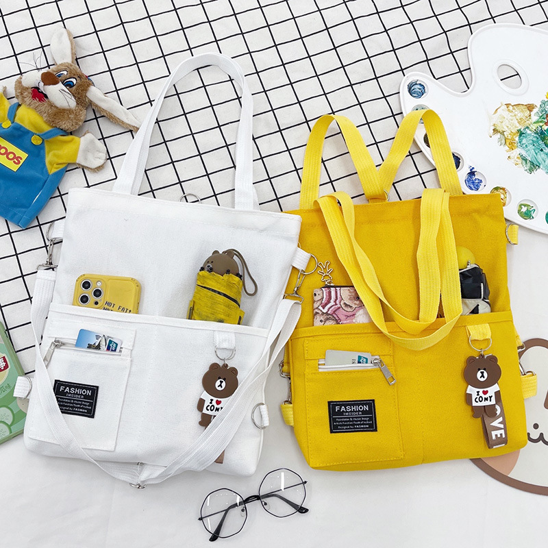 Canvas Bag Women's Crossbody Canvas Bag Niche Tote Bag Instagram Style Shoulder Bag All-match Student Supplementary Classes Tote Bag