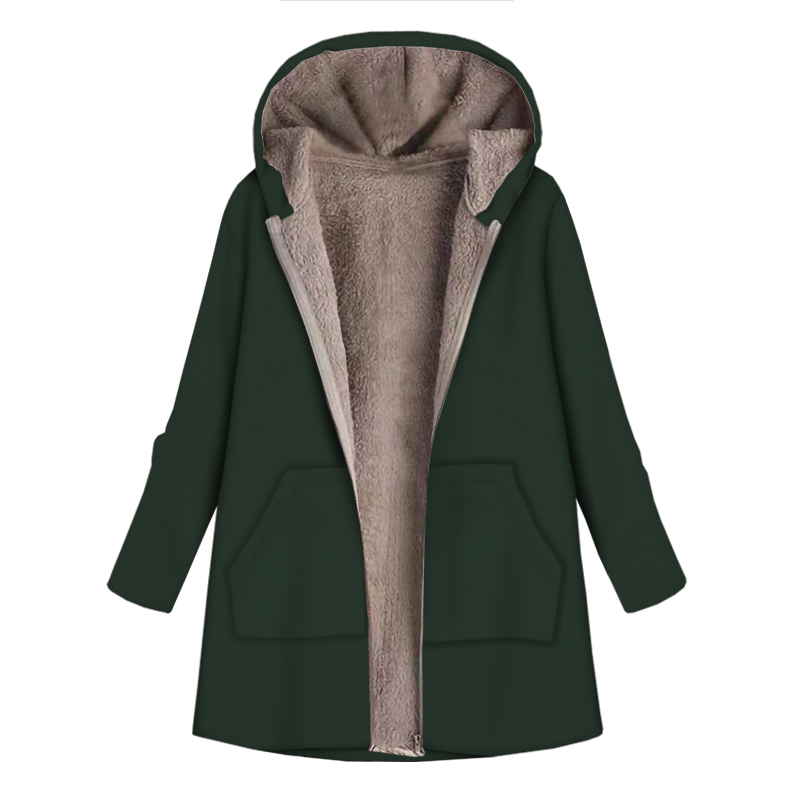 New European and American Fashion Mid-length Loose Elegant Commuter Zipper Vintage Warm Fleece-lined Wool Women's Jacket