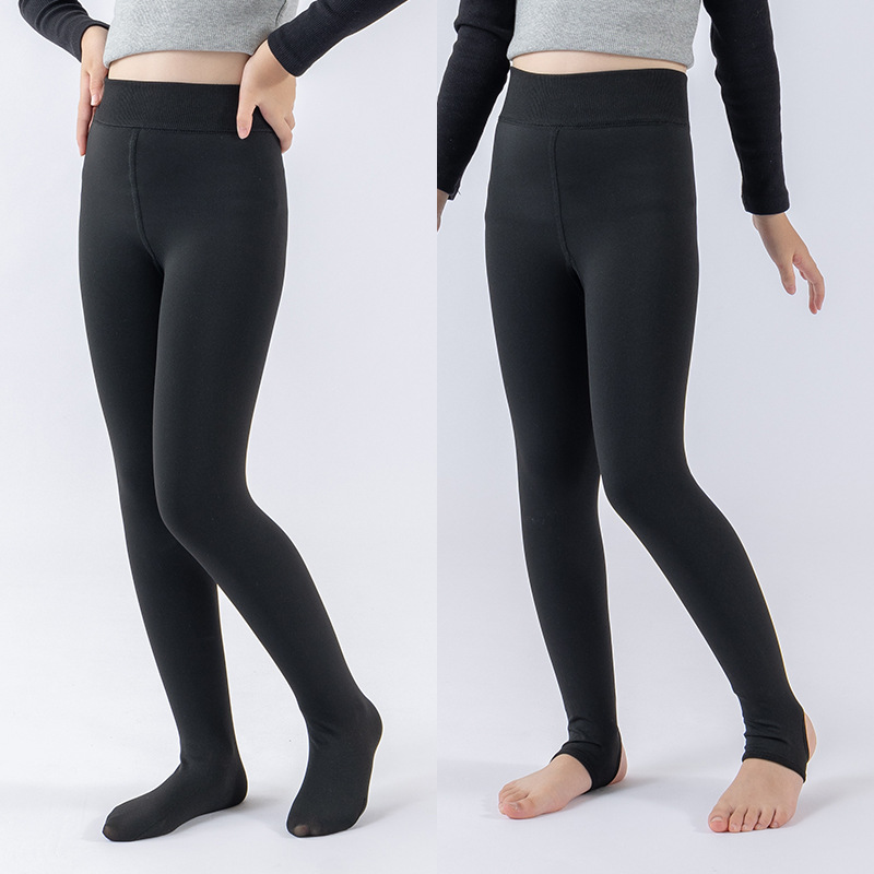 Autumn and Winter fleece-lined thickened children's pantyhose winter meat skin color girls' leggings high elastic anti-Pilling White dance socks