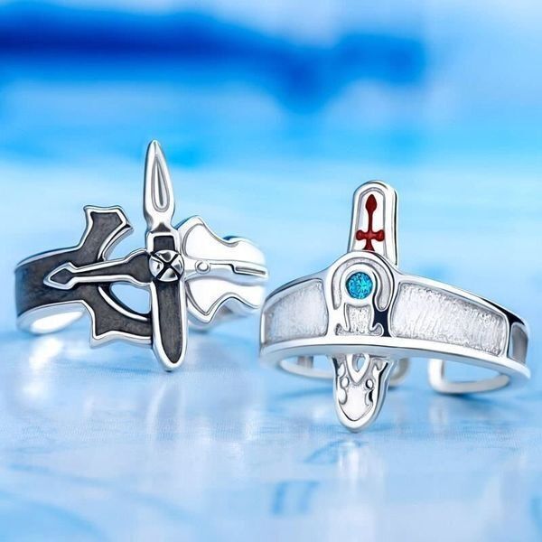 ファッションレトロ模様クロスリングカップルリングファッションレトロ金属リングアクセサリーパーティーギフト|undefined