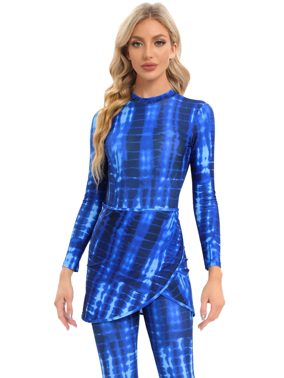 2023 new 3-piece Muslim swimsuit printed conservative Beach swimsuit + chest pad + apron gauze separate
