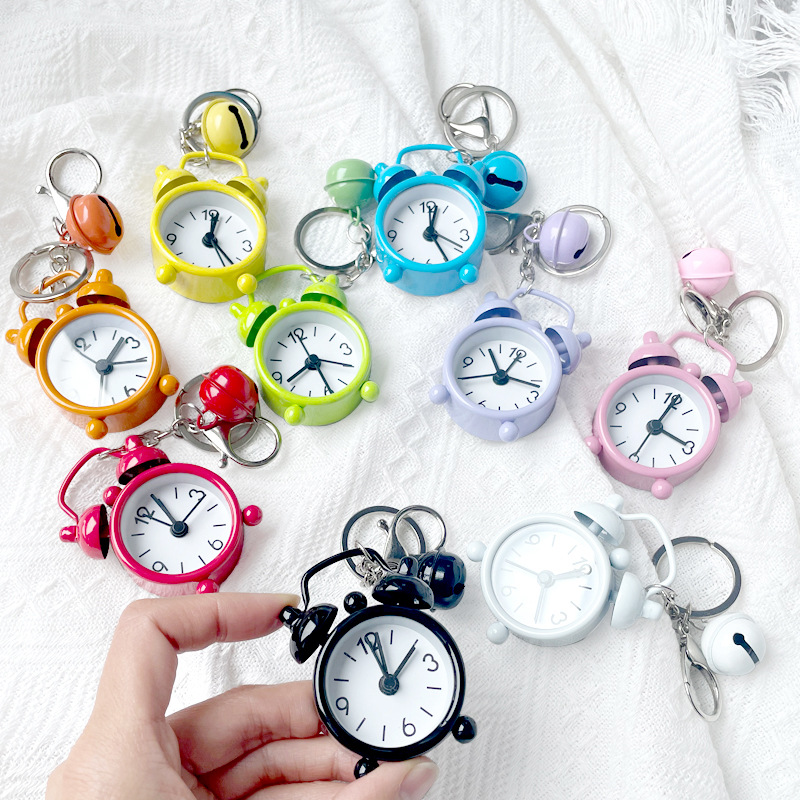 Metal Mini Small Alarm Clock Keychain Car Pendant Children's Student Bag Pendant Small Gift Decoration Gift