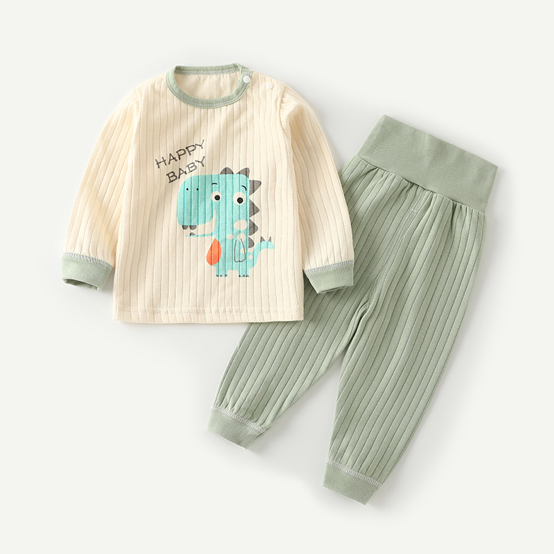 Baby's Autumn Clothes Set Cotton Baby's High Waist Belly Protection Pajamas for Boys and Girls Home Clothes Spring and Autumn Children's Underwear