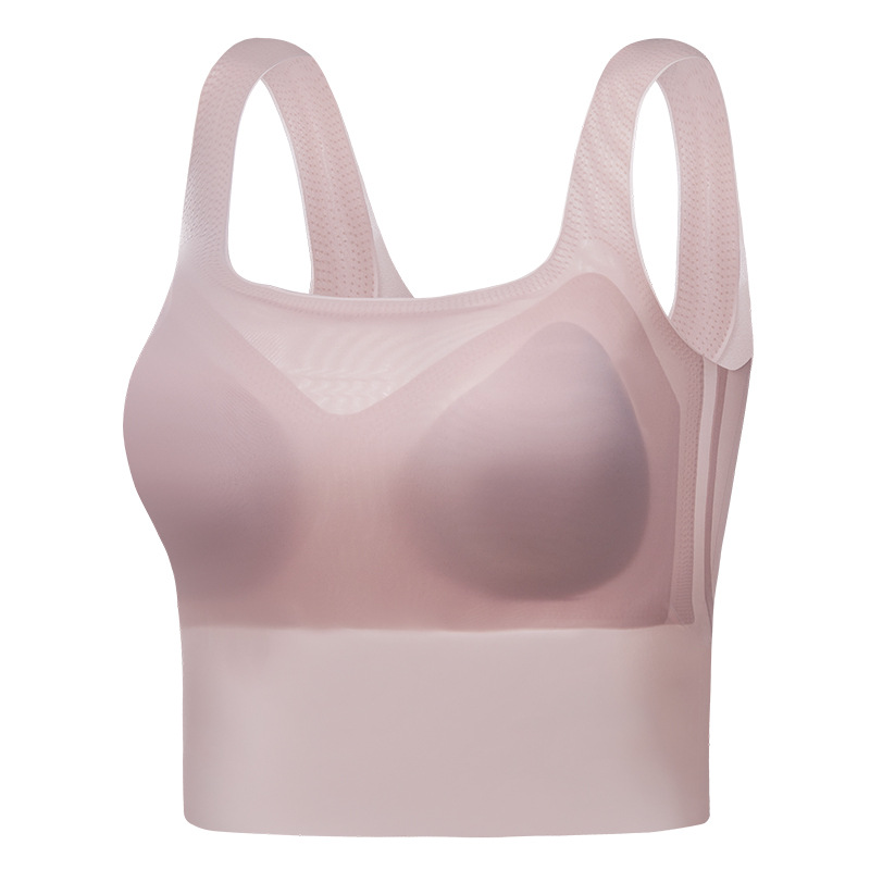 Spring and Summer New Ultra-thin Ice Silk Cool Seamless Vest for Women with Chest Pad Bra Base Beauty Back Underwear for Outer Wear