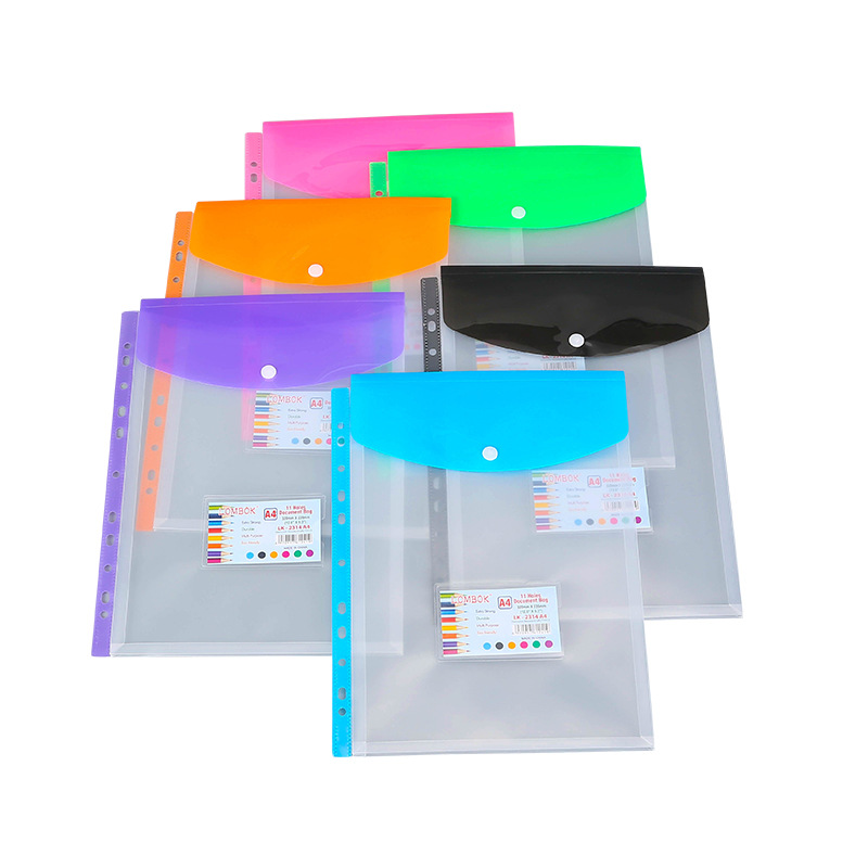 Factory wholesale A4 vertical transparent pvc/pp plastic multi-style three-dimensional information kit test paper contract bag