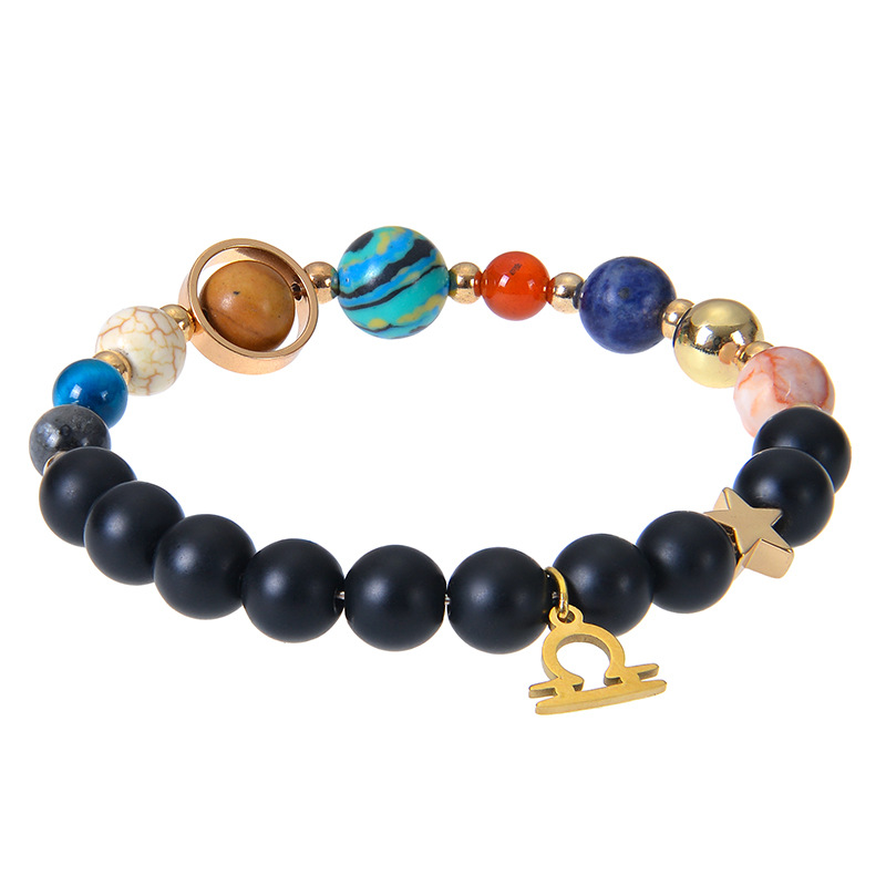 AliExpress Hot Sale Eight Planet Twelve Constellation Bracelet Frosted Stone Beaded Bracelet Planet 12 Constellation Bracelet