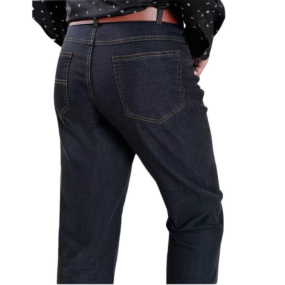 Middle-aged Men's Pants Cotton Jeans Loose Straight Thin Pants for Spring and Autumn Men's Large Size Casual Dad Pants