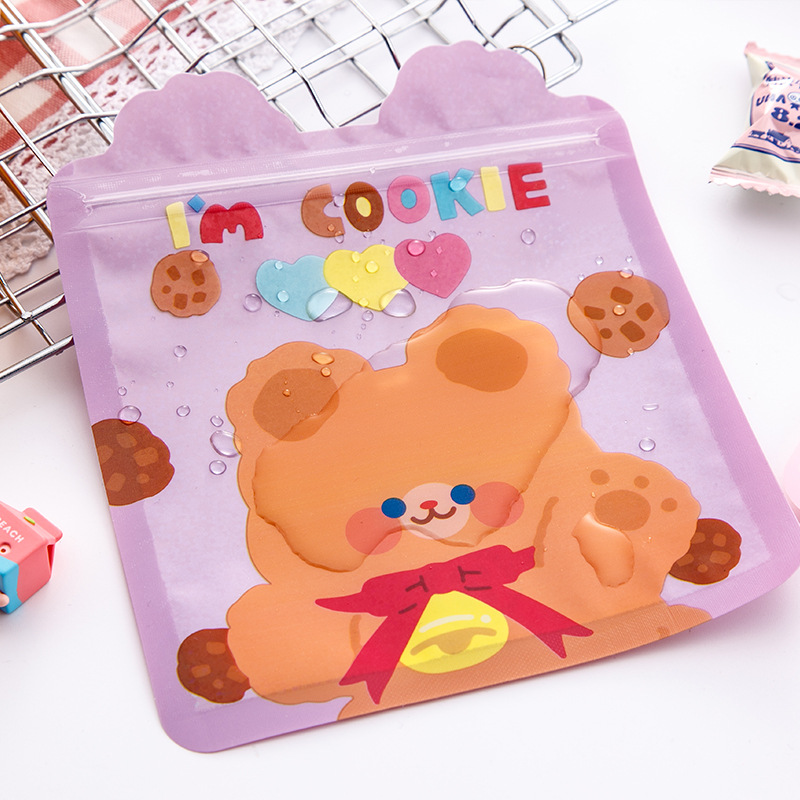 Cute Cartoon snack bag self-sealing bag food packaging bag snack biscuit candy packaging bag exquisite sealed bag