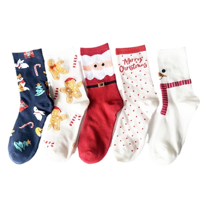 Autumn and Winter cartoon Christmas socks Christmas socks elk mid-calf socks Christmas women's socks cross-border foreign trade