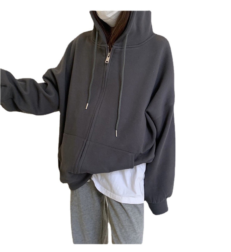 260g new autumn and winter women's wear loose oversize sweater cardigan zipper couple coat women's New Tide